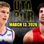Utah Jazz vs Portland Trail Blazers Full Game Highlights – March 13, 2026 | NBA Season