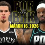Portland Trail Blazers vs Brooklyn Nets Full Game Highlights – March 16, 2026 | NBA Season