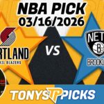 Portland Trail Blazers vs Brooklyn Nets Pick 3/16/26 NBA Pick Prediction