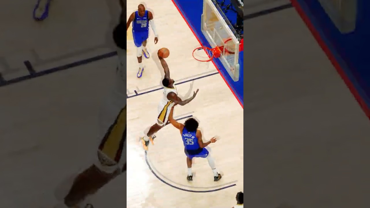 Yves Missi denies Cooper Flagg ➡️ Zion takes it to the rack #pelicans #nba #shorts
