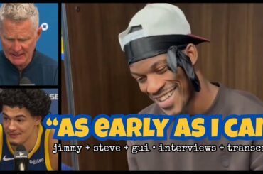 JIMMY BUTLER flies in to see Warriors: “I promise I’m trying to get back there”; KERR+GUI SANTOS/NYK