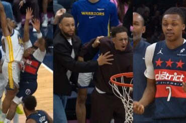 Steph & Seth Curry stunned by De'Anthony Melton poster dunk then Bub Carrington ejected