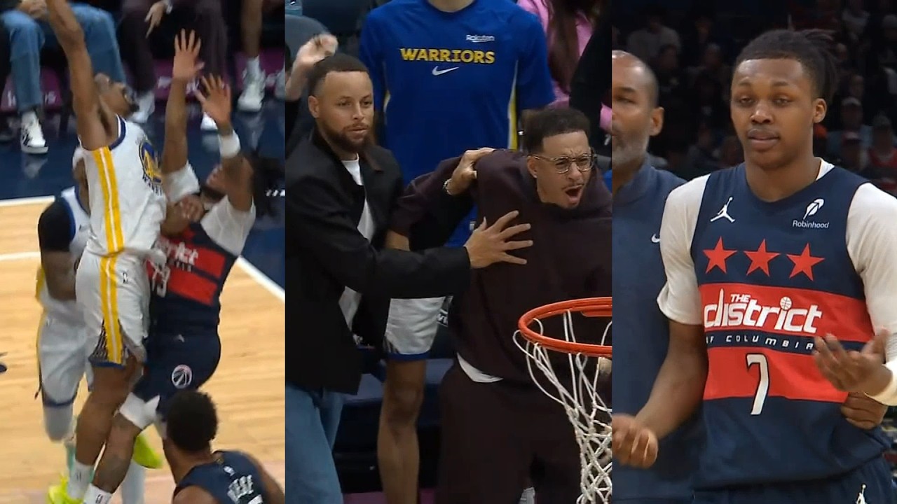 Steph & Seth Curry stunned by De'Anthony Melton poster dunk then Bub Carrington ejected