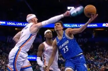 Alex Caruso gets tech for blocking the shot with his shoe vs Magic 😂