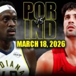 Indiana Pacers vs Portland Trail Blazers Full Game Highlights – March 18, 2026 | NBA Season