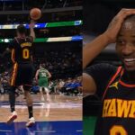 Jonathan Kuminga shocks himself after his full court pass goes in vs Mavs 😂