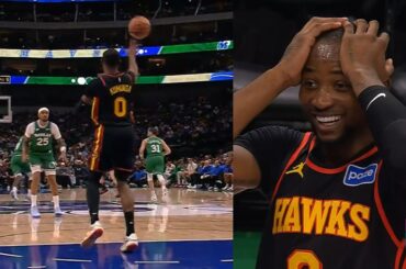 Jonathan Kuminga shocks himself after his full court pass goes in vs Mavs 😂