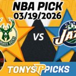Milwaukee Bucks vs Utah Jazz Pick 3/19/26 NBA Pick Prediction