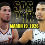 San Antonio Spurs vs Phoenix Suns Full Game Highlights – March 19, 2026 | NBA Season
