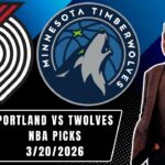 NBA Picks - Trail Blazers vs Timberwolves Prediction, 3/20/2026 Best Bets, Odds & Betting Tips