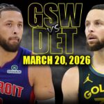 Golden State Warriors vs Detroit Pistons Full Game Highlights – March 20, 2026 | NBA Season
