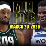 Minnesota Timberwolves vs Portland Trail Blazers Full Game Highlights – March 20, 2026 | NBA Season
