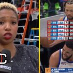 Monica McNutt reacts to Knicks edge Nets 93-92 for their 14th straight victory in New York rivalry
