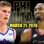 Philadelphia 76ers vs Utah Jazz Full Game Highlights – March 21, 2026 | NBA Season