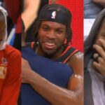 Buddy Hield trying so hard to score vs Warriors has Steph and Kuminga laughing 😂