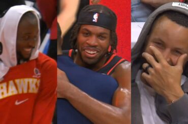 Buddy Hield trying so hard to score vs Warriors has Steph and Kuminga laughing 😂