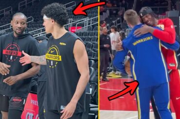 Steph Curry & Golden State Warriors Embracing Jonathan Kuminga & BuddyHield Before Warriors vs Hawks