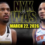 New York Knicks vs Washington Wizards Full Game Highlights – March 22, 2026 | NBA Season