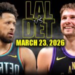 Los Angeles Lakers vs Detroit Pistons Full Game Highlights – March 23, 2026 | NBA Season