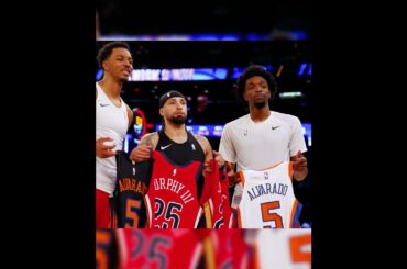 Pelicans jersey swap with Jose Alvarado 🤝 #pelicans #nba