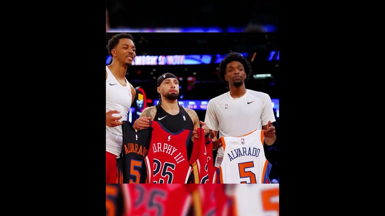 Pelicans jersey swap with Jose Alvarado 🤝 #pelicans #nba