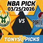 Milwaukee Bucks vs Portland Trail Blazers Pick 3/25/26 NBA Pick Prediction