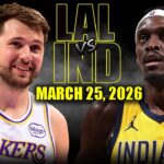 Los Angeles Lakers vs Indiana Pacers Full Game Highlights – March 25, 2026 | NBA Season