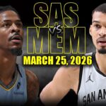 San Antonio Spurs vs Memphis Grizzlies Full Game Highlights – March 25, 2026 | NBA Season