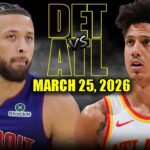 Detroit Pistons vs Atlanta Hawks Full Game Highlights – March 25, 2026 | NBA Season