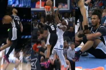 Stephon Castle windmill dunk then FILTHY poster dunk and stare down vs Grizzlies