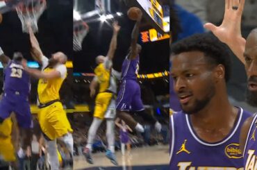 LeBron James POSTER then bodies Pacers for huge left hand dunk on Huff