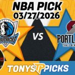 Dallas Mavericks vs Portland Trail Blazers Pick 3/27/26 NBA Pick Prediction