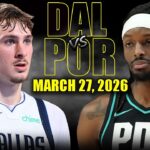 Dallas Mavericks vs Portland Trail Blazers Full Game Highlights – March 27, 2026 | NBA Season