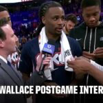 Cason Wallace throws candy at his OKC teammates during post-game interview 🍬 | NBA on ESPN