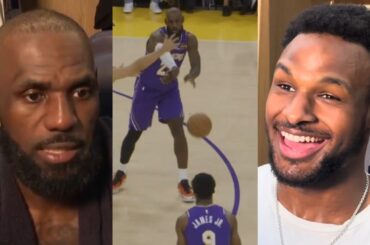 LeBron and Bronny react to getting first father-and-son assist in NBA history