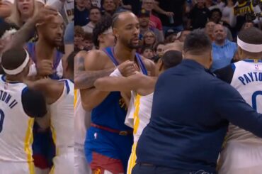 Warriors and Nuggets get into it and GP2 snatches Zeke Nnaji's headband 😂