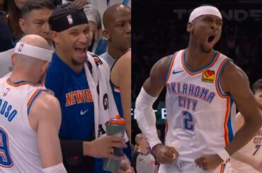 Josh Hart sprays Caruso with water then SGA takes over clutch to win vs Knicks