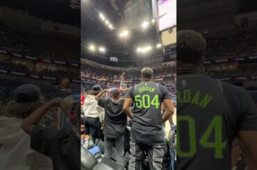 Cam Jordan on the mic at the Pelicans game 😂 #pelicans #shorts