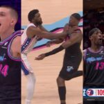 Tyler Herro back-to-back clutch 3s then Bam and Embiid argue after Embiid hit Bam 😂