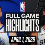 SPURS vs WARRIORS FULL GAME HIGHLIGHTS APRIL 1, 2026 NBA HIGHLIGHTS TODAY | NBA 2K26 GAMEPLAY