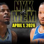New York Knicks vs Memphis Grizzlies Full Game Highlights – April 1, 2026 | NBA Season