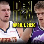 Denver Nuggets vs Utah Jazz Full Game Highlights – April 1, 2026 | NBA Season