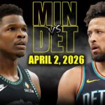 Minnesota Timberwolves vs Detroit Pistons Full Game Highlights – April 2, 2026 | NBA Season