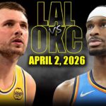Los Angeles Lakers vs Oklahoma City Thunder Full Game Highlights – April 2, 2026 | NBA Season