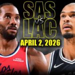 San Antonio Spurs vs Los Angeles Clippers Full Game Highlights – April 2, 2026 | NBA Season
