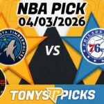 Minnesota Timberwolves vs Philadelphia 76ers Pick 4/3/26 NBA Pick Prediction