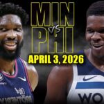 Minnesota Timberwolves vs Philadelphia 76ers Full Game Highlights – April 3, 2026 | NBA Season