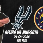 San Antonio Spurs vs Denver Nuggets 4/4/26 NBA Free Picks & Prediction | NBA Betting Tips