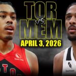 Toronto Raptors vs Memphis Grizzlies Full Game Highlights – April 3, 2026 | NBA Season