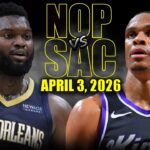 New Orleans Pelicans vs Sacramento Kings Full Game Highlights – April 3, 2026 | NBA Season
